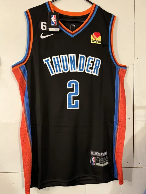 Jordan Men's Oklahoma City Thunder Shai Gilgeous-Alexander #2 Orange Dri-Fit Swingman Jersey, XXL