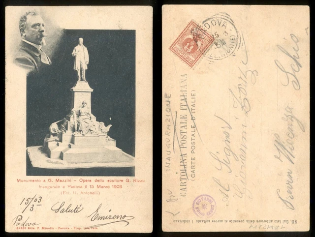 PADOVA 1903-INAUGURAZ.MONUMENTO a MAZZINI-SCULTORE G.RIZZO