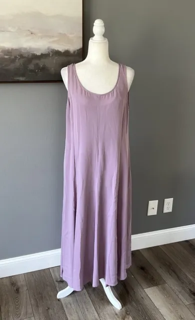 Eileen Fisher Lavender Silk Midi Dress New Sleeveless Lined Size Large $395