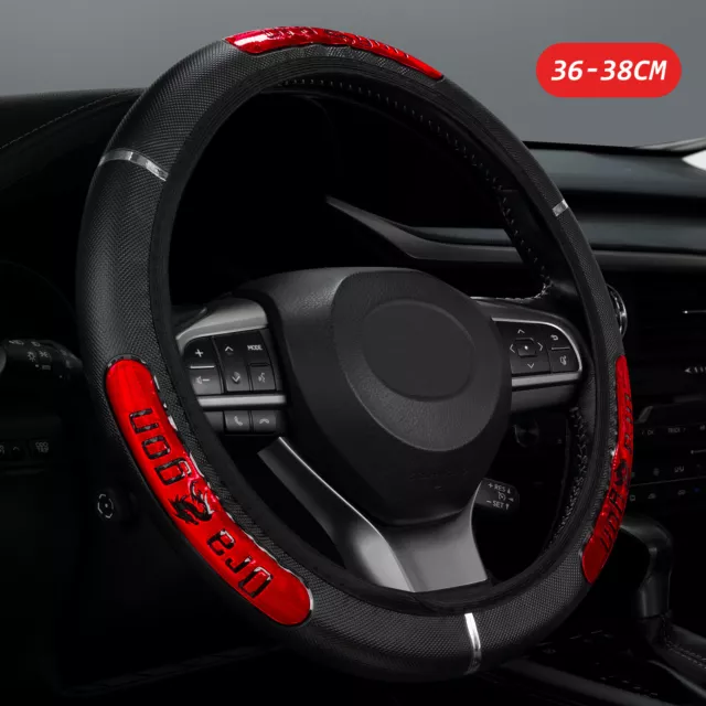 Car Auto Steering Wheel Cover Carbon Fibre Anti-slip Breathable Protector Red UK