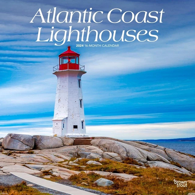 ATLANTIC COAST LIGHTHOUSES 2024 12x24" Monthly Square Wall Calendar