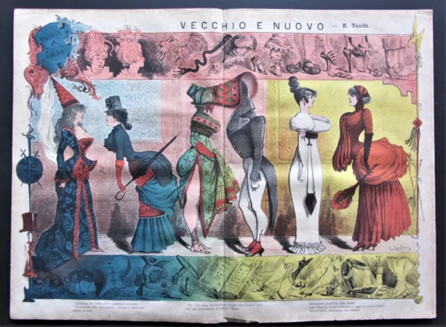 IL DIAVOLO ROSA 28/1883 umoristico fantastico sociale illustrato MODA TEATRO