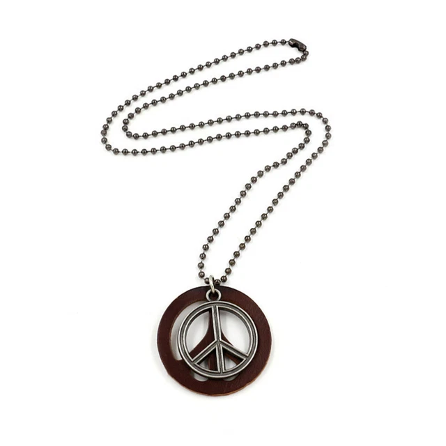 2 Stück Retro Peace Charm Halskette Peace Sign Anhänger Schmuck Mode Pullover 2
