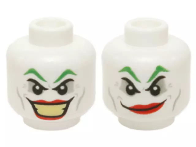 LEGO JOKER Head Dual Faces Big Yellow Teeth Smile Green Eyebrows Clown Makeup