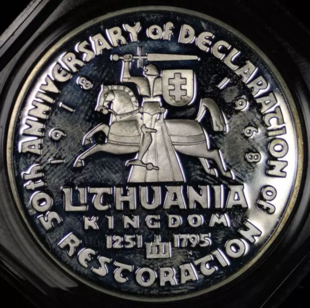 1968 Lithuania Silver Medal 50th Ann. of Declaration of Restoration Mindaugas