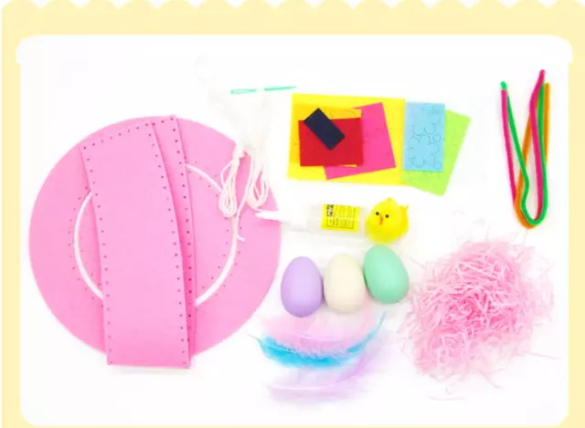 Easter Bonnet Kit Easter Make Your Own Bonnet Hat Craft Set with Chicks,Egg Nest