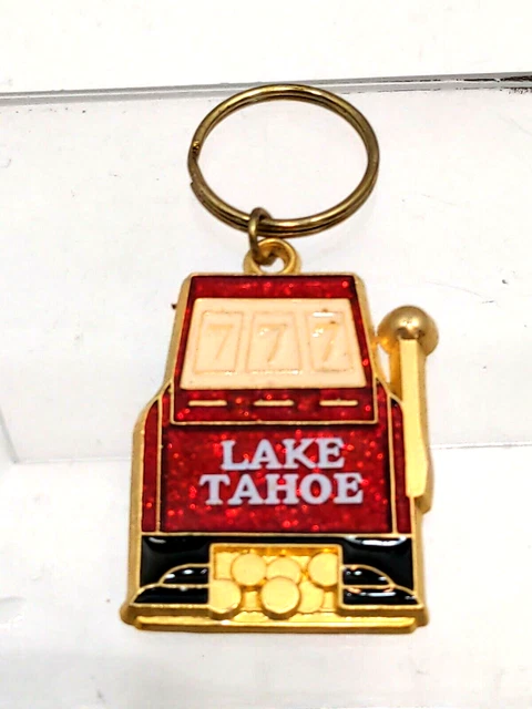 Lake Tahoe Slot Machine 777 Key Chain Vintage Collectible C4
