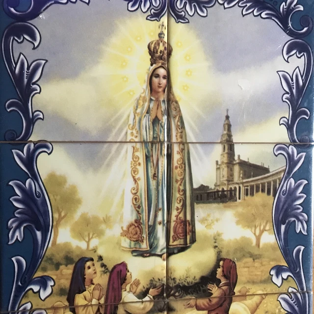 Our Lady of Fatima Apparition Portuguese Ceramic Tile Art Wall Panel Mural Decor