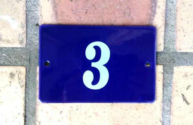 Plaque De N° De Rue, Ancienne, En Céramique Vernissée Bleu Cobalt, N°68