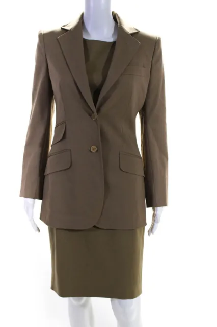 Dolce & Gabbana Womens Two Button Dress Suit Brown Wool Size EUR 40