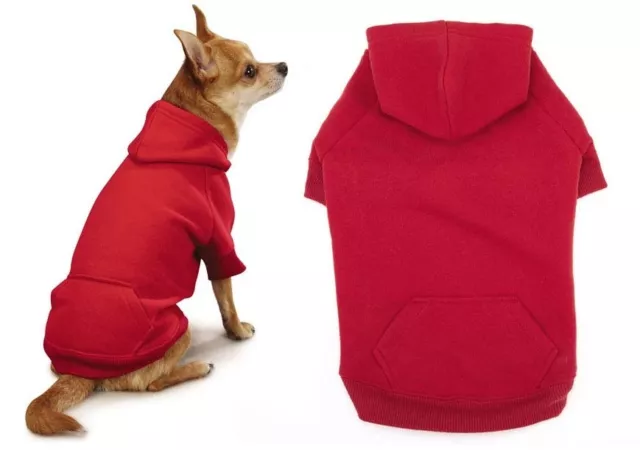 Bright Red Dog Hoodies High Quality Cotton Blend Kangaroo Pocket Sweatshirt