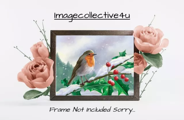 Xmas Robin Fun A4 Print Picture Poster Wall Art Home Decor Unframed Gift New