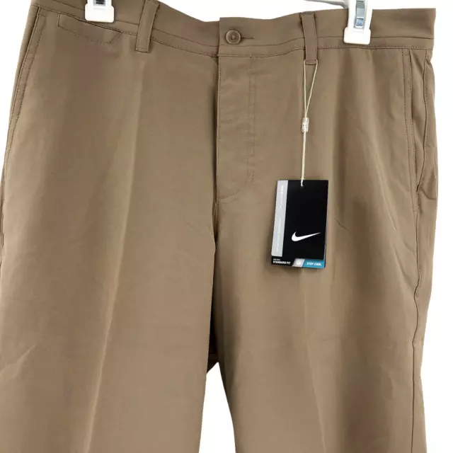 NWT Nike Golf Mens Standard Fit-Dri Fit Stay Cool Khaki Golf Shorts Size 32 2