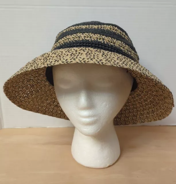 San Diego Hat Company STRAW HAT SUN Black/TAN Floppy One Size - Festival Beach