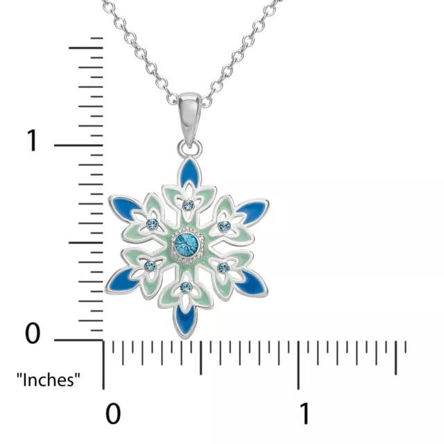 Disney Frozen Silver Plated Blue Crystal Snowflake Pendant Necklace, 18" 3