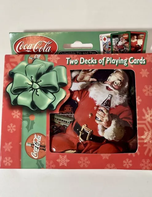 Coca-Cola Collectible Santa Claus Tin - Two Decks of Playing Cards Christmas NEW