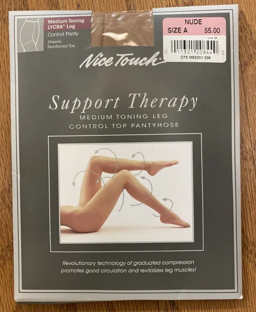 NICE TOUCH Pantyhose Support Therapy Control Top Toning Leg NUDE Size A NEW!