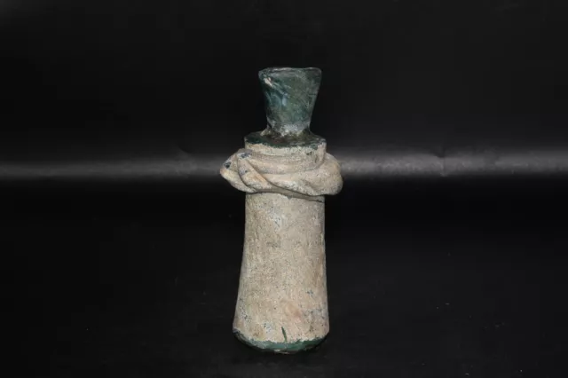 Beautiful Large Ancient Roman Glass Bottle with Decoration Circa 1st-3rd Century 3