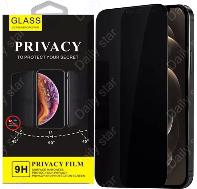 Full Privacy Tempered Glass Screen Protector iPhone 15 14 13 12 11 Pro Max Plus