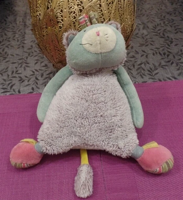 S5 / doudou peluche chat gris bleu musical les pachats MOULIN ROTY