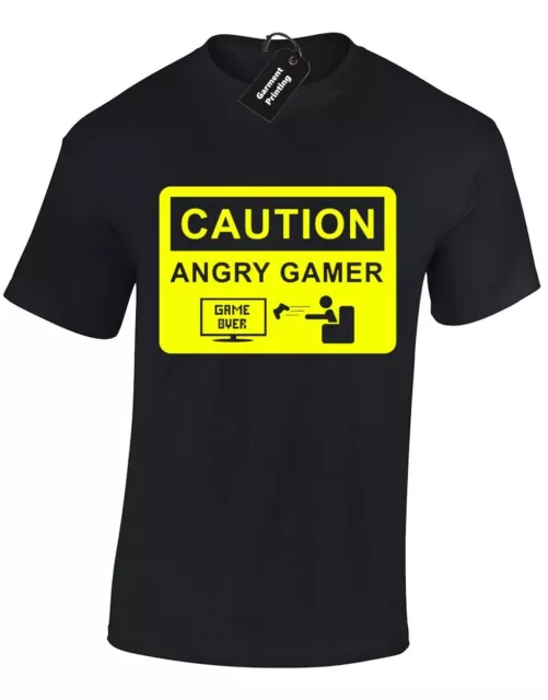 Caution Angry Gamer Mens T Shirt Beware Fps Rpg Noob 3