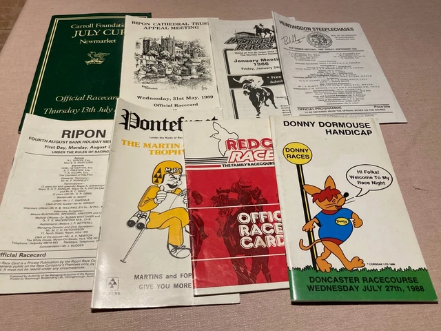 COLLECTION OF 1980's VARIOUS HORSE RACING RACE CARDS COLLECTION OF 1980's VARIOUS HORSE RACING RACE CARDS