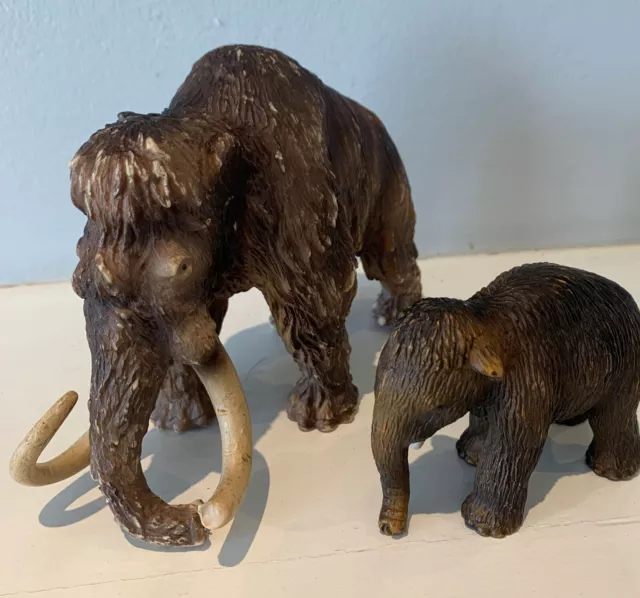 Schleich Woolly Mammoth Figure D-73527 2002 Retired + Bonus Baby Elephant