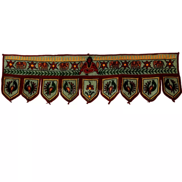 Indian Door Hanging Toran Embroidered Cotton Handmade Window Topper Valance Boho