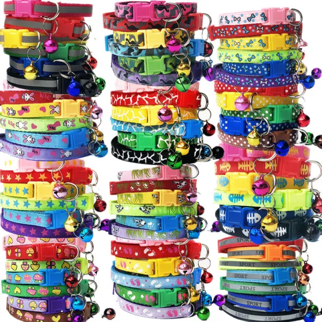 48 PCS Lot Wholesale Small Dog Collar Pet Puppy Cat Kitty Necklace Collars Bell