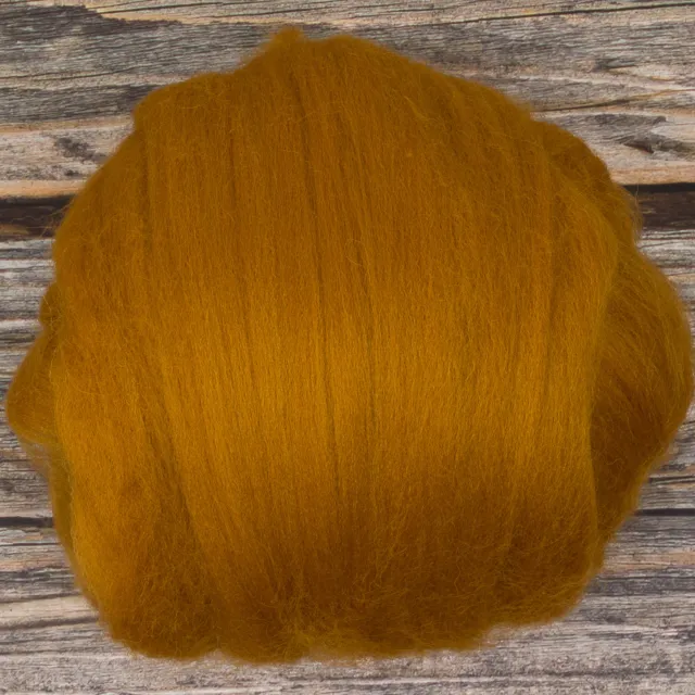 Corriedale Top (Dyed Amber) 100g Wool Roving Spinning Fibre Felting Orange