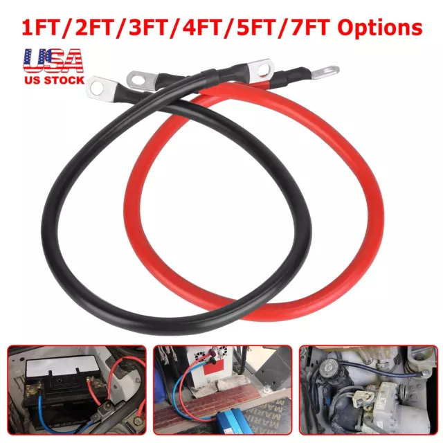 2Pcs 2 AWG Gauge Copper Battery Cable Car Inverter Wire Cable Solar/RV/Car/Auto