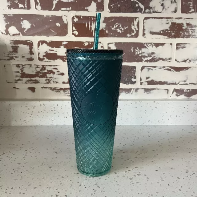 Starbucks 2023 Spring Teal Jeweled Green Blue Ombre Cold Cup Tumbler 24oz NEW