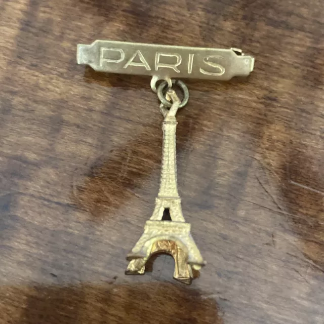 Vintage Paris Eiffel Tower Charm Souvenir Estate Pin Brooch