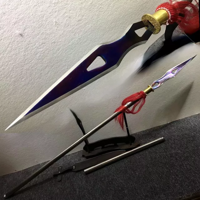 Excellent Hunting Fighting Long Spear Forged Manganese Steel Spearhead Sword