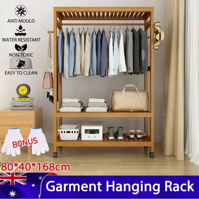 Open Wardrobe Clothes Rail Rack Hanging Garment Heavy Duty Organizer Coat Shelf