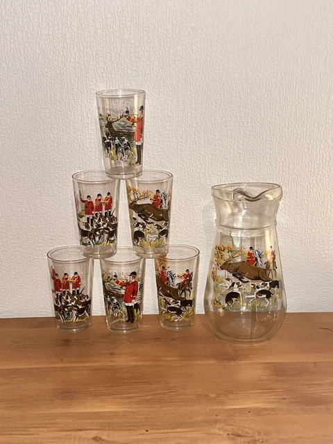 Service à Orangeade Luminarc – 6 Verres Et 1 Pichet, Décor Fraises, état Neuf