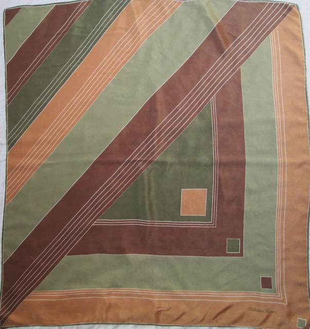Foulard DA MAREN 100% Soie Vintage - Dimensions 84x88 Cm, Couleur Orange, Occasion