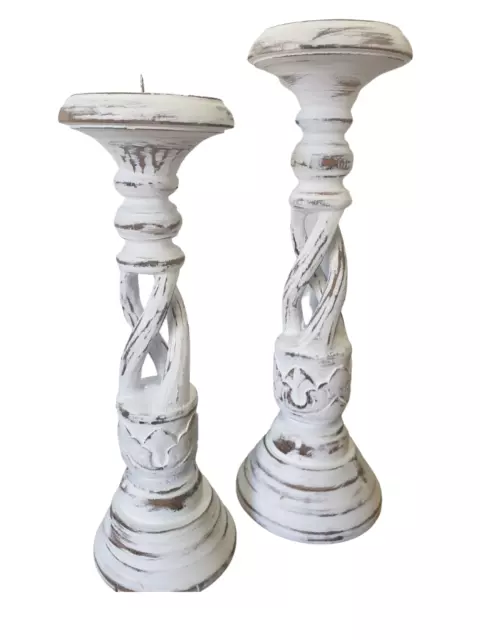 Spiral Candle Holders set of 2 Wooden Decor