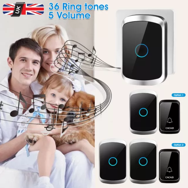 Wireless Door Bell Waterproof Doorbell Portable 2/4/6 Receivers 300M Long Rang