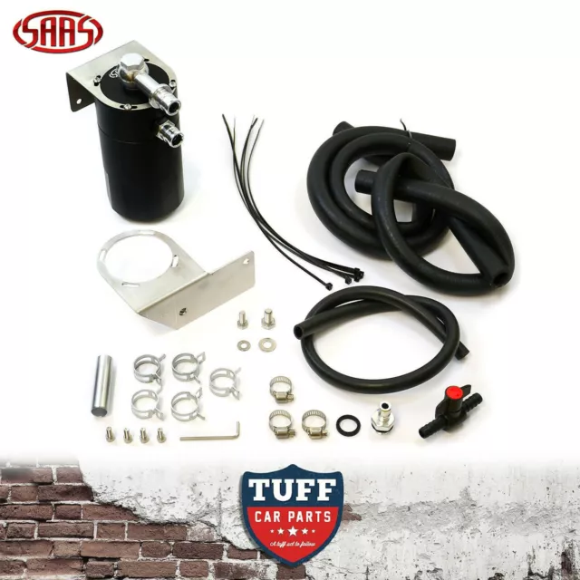 SAAS Black Oil Catch Can Tank + Fitting Kit To Suit Toyota Hilux KUN26 2005-2015 2