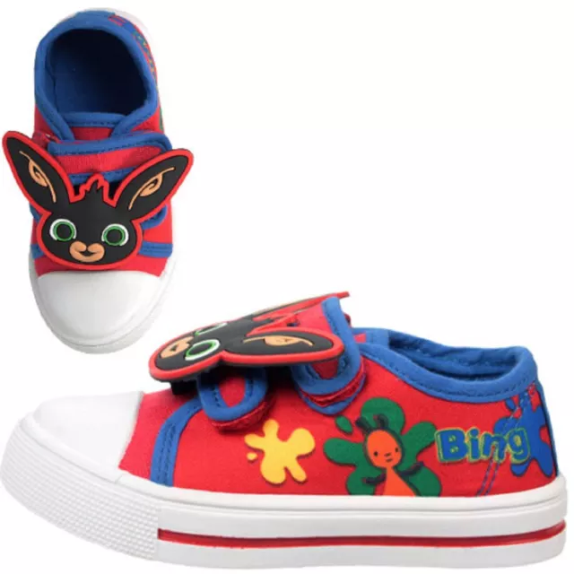 Boys Girls Official Bing Bunny Red Canvas Pumps Trainers Shoes Kids Uk Size 5-10