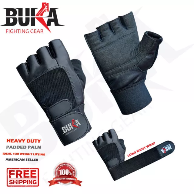 Buka Leather Gym Gloves Fitness Weight Lifting Training Bodybuilding Crossfit 2