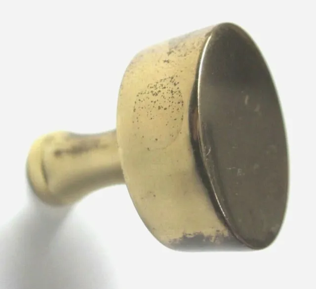 Cabinet Door 1940s Drawer Pull Knob Solid Aged Polished Brass 1" Round 1 Vtg MCM
