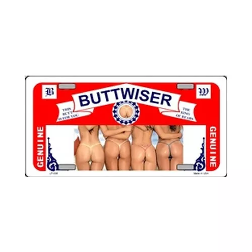 USA Novelty Number Plate - Buttwiser Beer Girls In Thongs - Licence Plate Sign