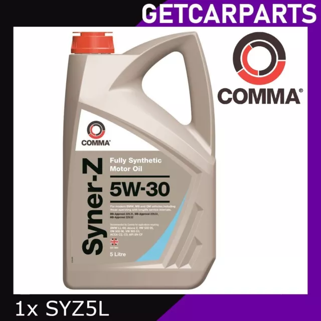 Comma Syner-Z 5W-30 Fully Synthetic Motor Oil ACEA C3 5L - SYZ5L