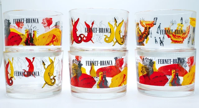 Set 6 Bicchieri Da Liquore Fernet Branca Coppette Gelato Dolci Cm. 8X6 Lotto