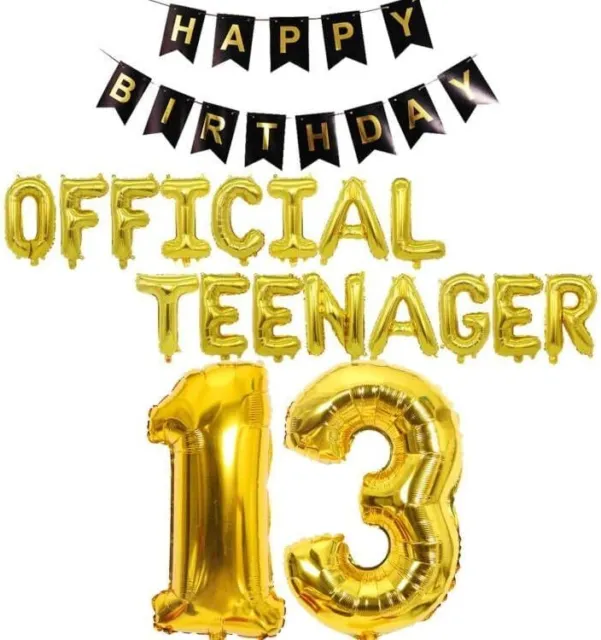 Official Teenager 13th Birthday Decorations Boys Girls, Happy Birthday Banner O