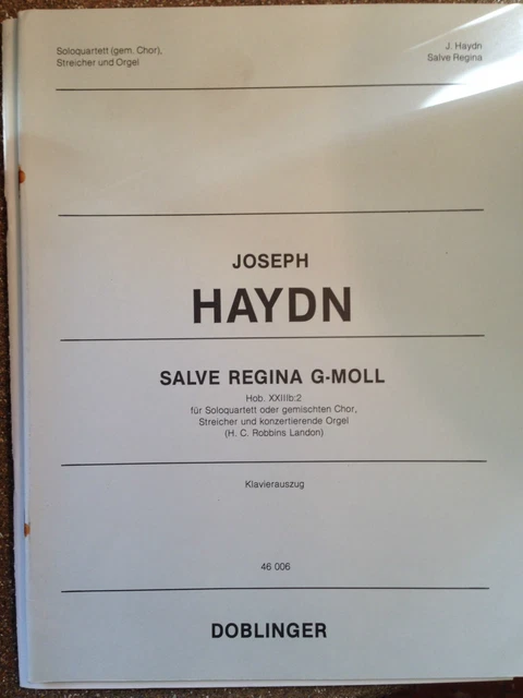Joseph Haydn / salve Regina G-Moll / Klavierauszug / Ed Doblinger partition
