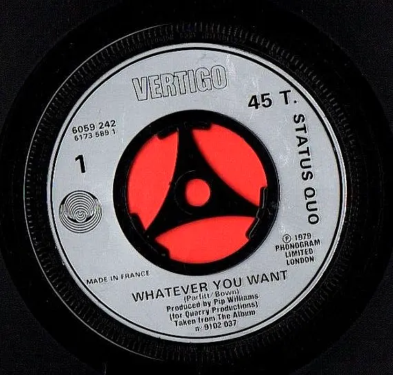 Status Quo ~ Whatever You Want / Hard Ride ***  Vinyl 7" Single ... EXCELLENT