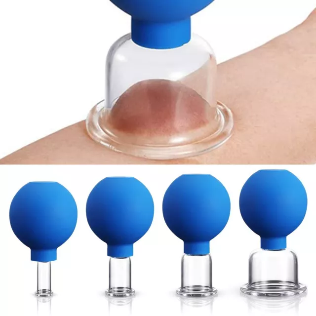 4 X Schröpfglas Schröpfgläser Set mit Saugball Massage Schröpfen Vacuum Cupping